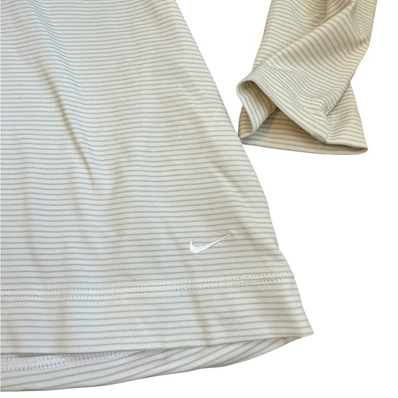 Nike Golf Fit Dry Long Sleeve Polo Size L White Stripe Sporty Classic A154 - Picture 2 of 5